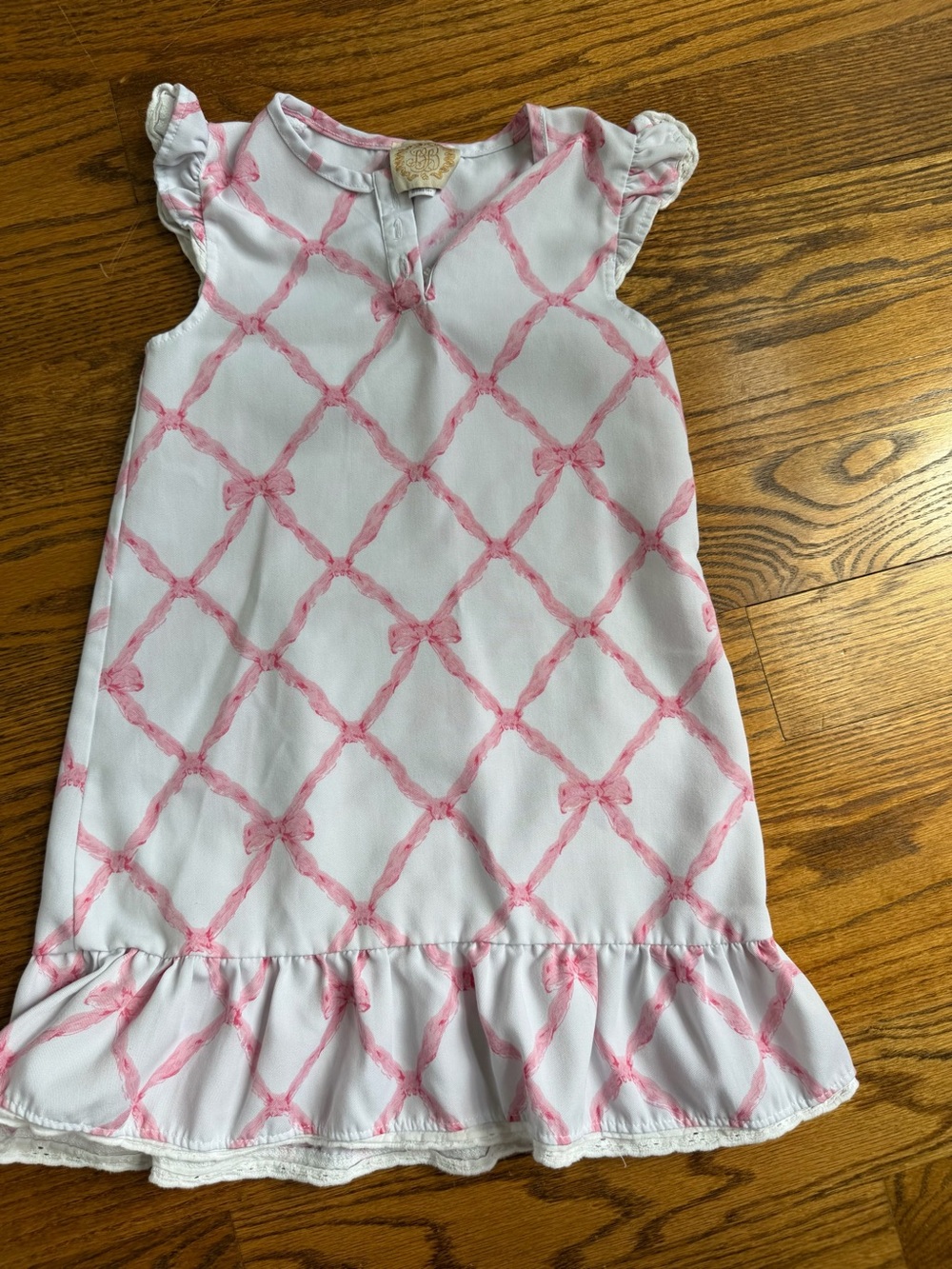 The Beaufort Bonnet Company White Nightgown with Pink Bow Lattice